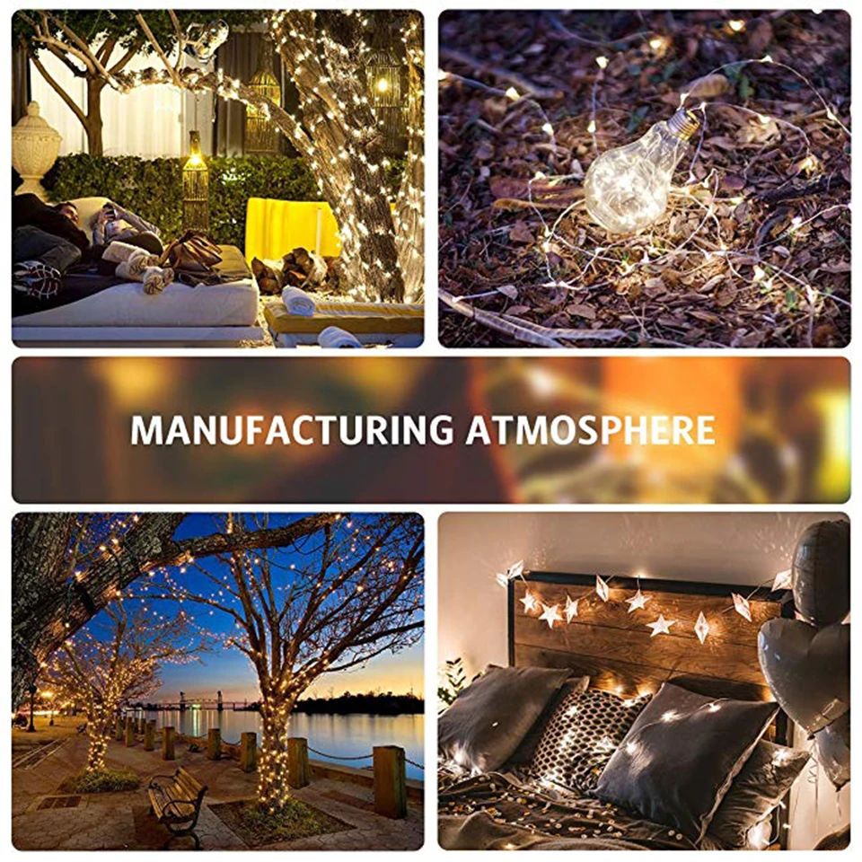 12M 100LEDs Outdoor Solar Lamp LED String Lights Fairy Light Holiday Christmas Party Garland Garden IP68 Waterproof | Лампы и