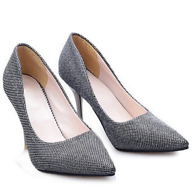 Hee grand/обувь серебристого цвета женские блестящие туфли-лодочки на тонком высоком