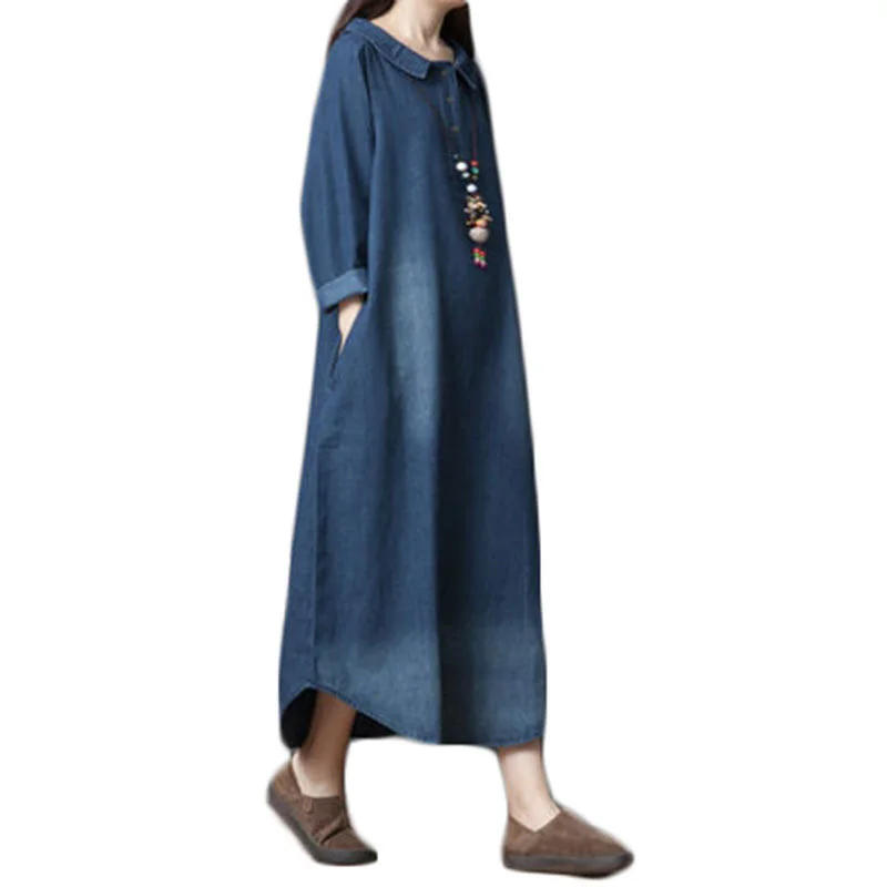 Новое поступление женские платья большого размера 2019 Весна свободного покроя