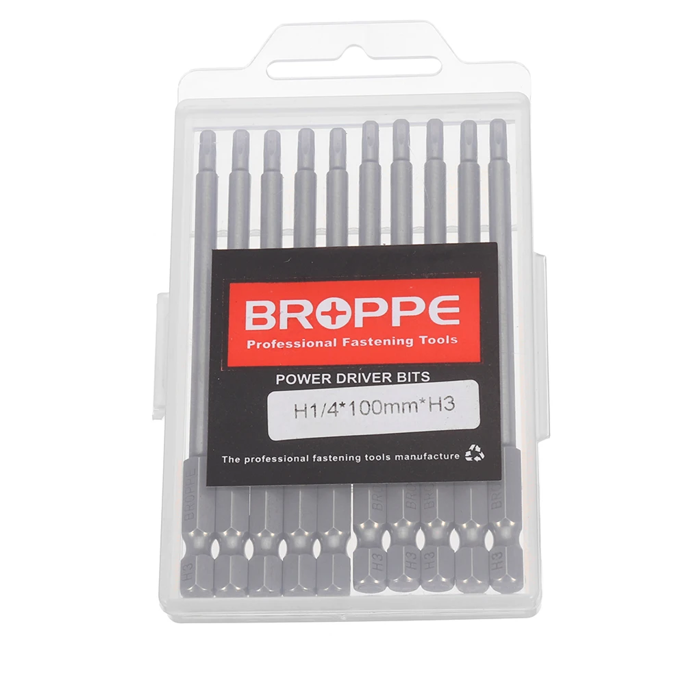 Broppe 10 шт 100 мм H3 биты с шестигранной отверткой набор 1/4 дюйма шестигранный
