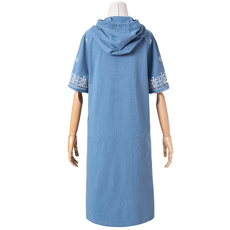 Женское винтажное платье с вышивкой ARTKA свободное Хлопковое капюшоном и коротким