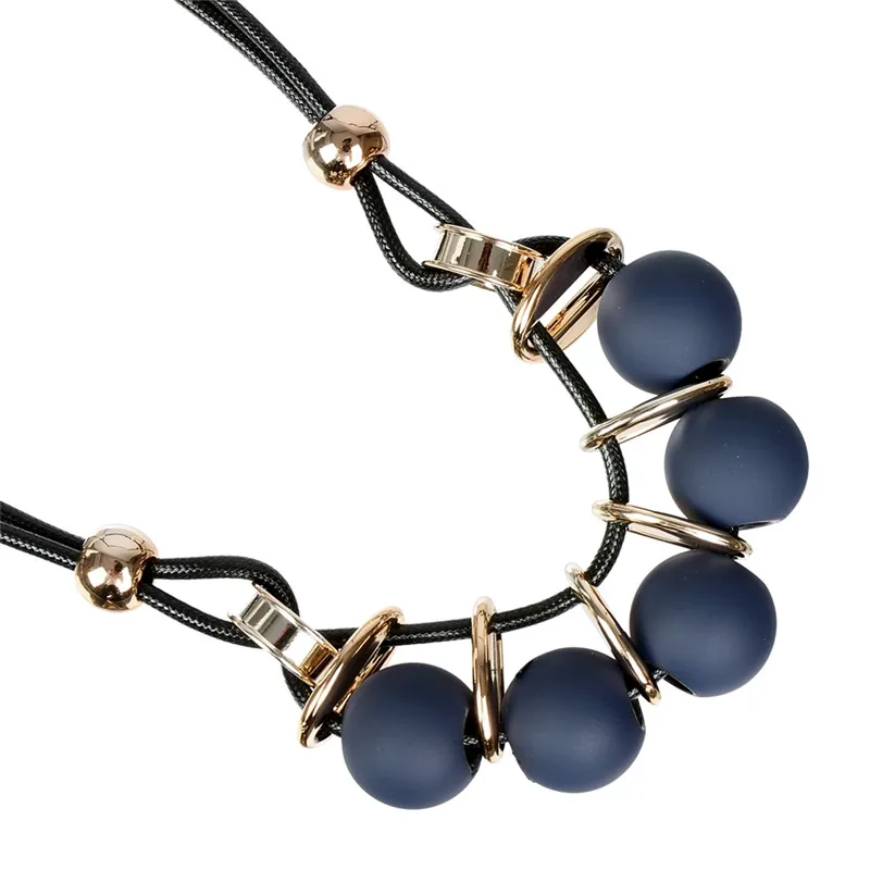 Женское ожерелье с подвеской PINKSEE длинное из черного кожзаменителя бусинами|bib