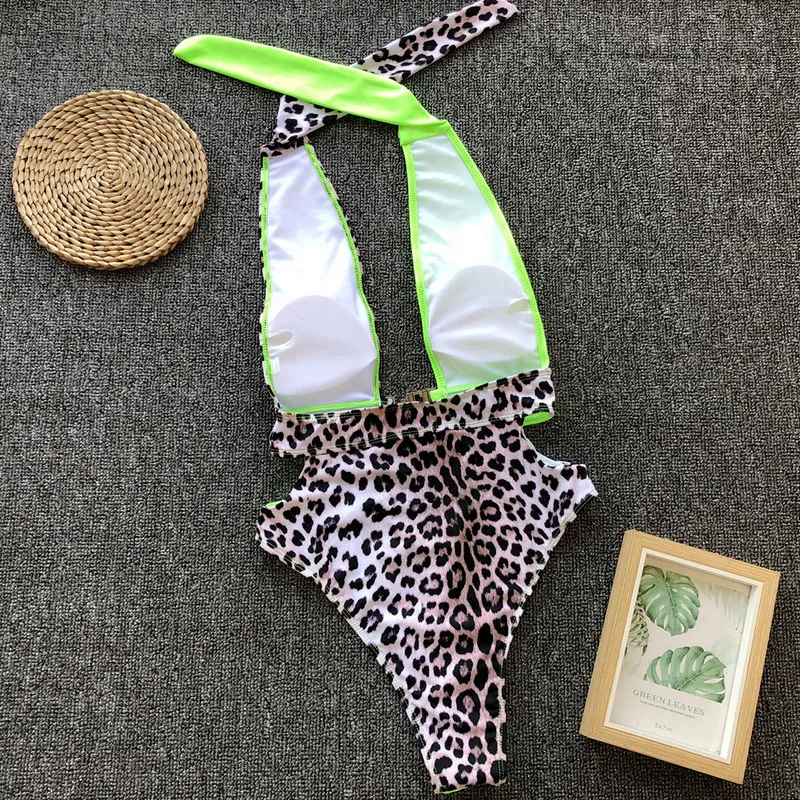 Для женщин s сплошной сексуальный купальник с тигровыми полосками Bodycon бинты Глубокий V Бикини Комплект женский купальник-Монокини Купальный костюм badpak