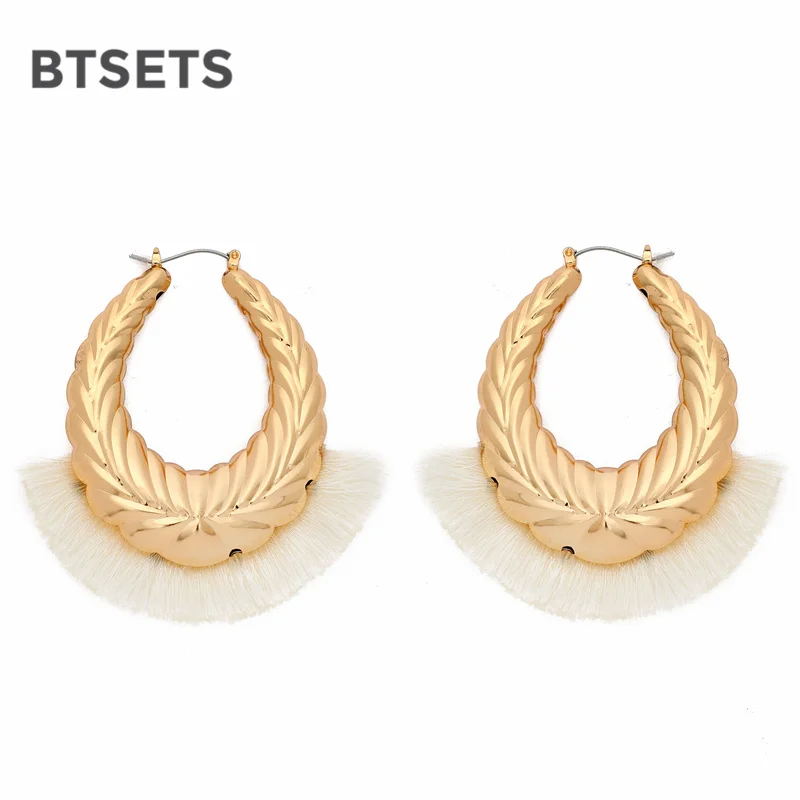 Модные желтые серьги с кисточками Bijoux большие круглые кольца для женщин