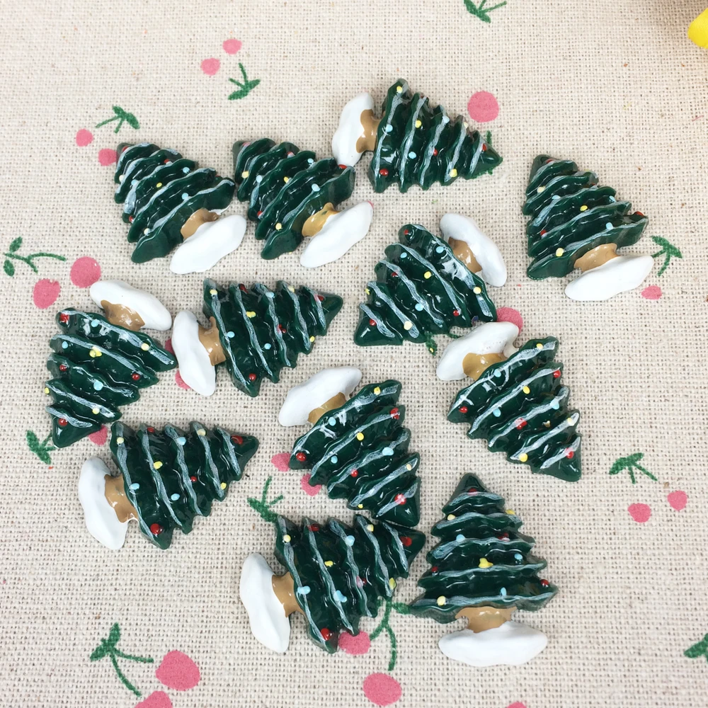 10 шт. Кабошон из смолы с плоской задней стороной кавайная Рождественская елка