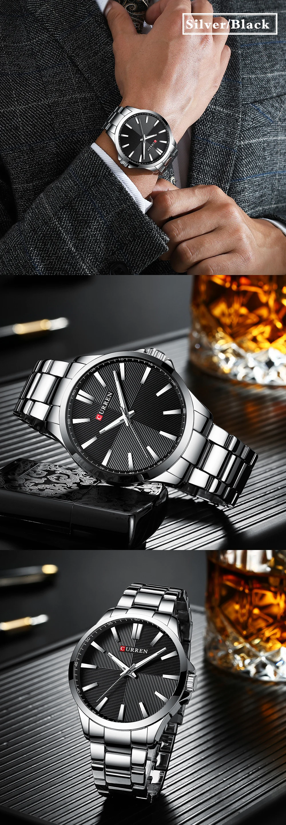 CURREN Часы мужские модные часы роскошный браслет из нержавеющей стали Reloj Наручные часы Бизнес водонепроницаемые часы Relogio Masculino