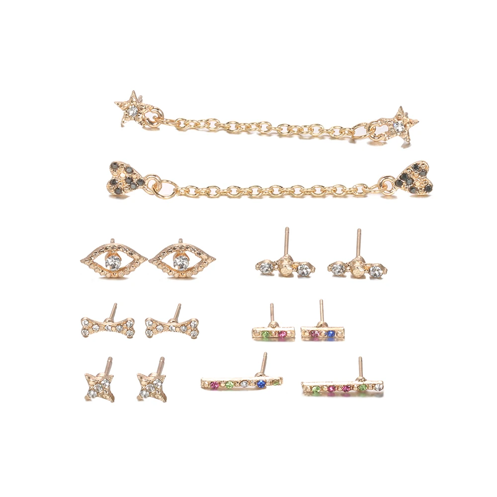Изысканные женские серьги с глазами и бриллиантами 14 шт./компл. набор золотых