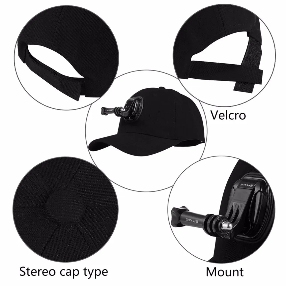 PULUZ для Go Pro Аксессуары бейсболка кепки Регулируемая Strapback кепки с j-крюк Пряжка Крепление Винт для GoPro HERO 5 4 3+ 3 2