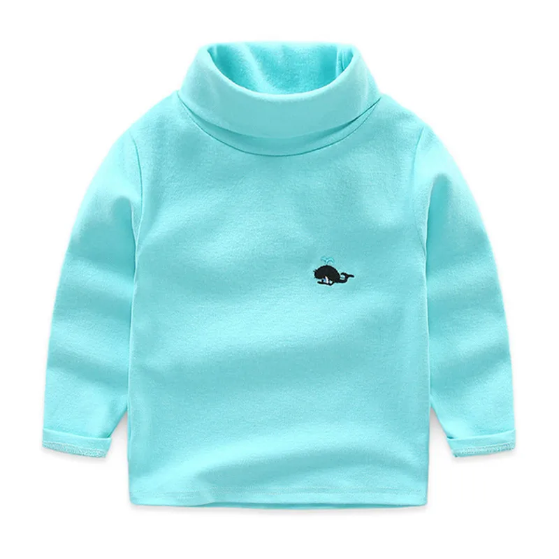 

New Candy Color Children's Bottoming Shirt White Round Neck Pullover Embroidered Boys Girls Clothes
