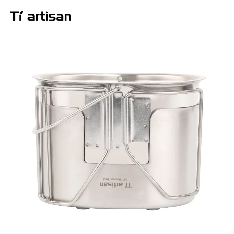 Tiartisan Открытый Кемпинг 304 нержавеющая сталь армейское издание столовая чашка Ланч-бокс с ручкой под поручень и деревянная плита набор