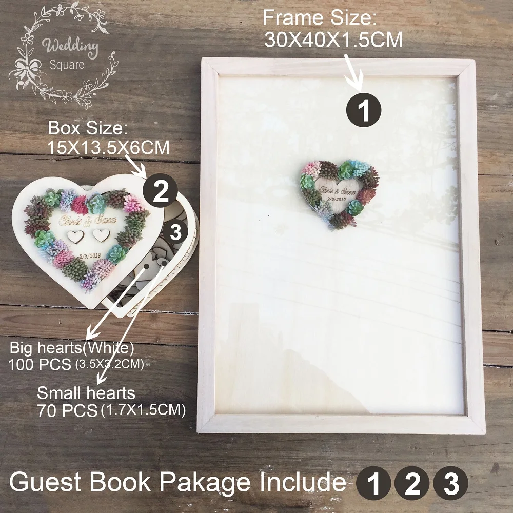 Wedding drop box Succulent Cactus Wrcath Personalised Guest book Frame Sign Book decoration wooden | Дом и сад