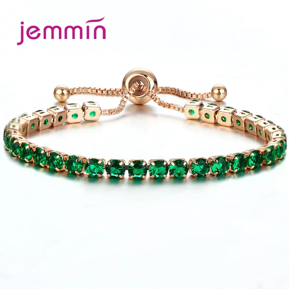 green gold Модные ювелирные изделия Блестящий 925 пробы серебряный браслет Браслеты Pave полный 3A+ класс кубического циркония Кристалл Яркий Свадебная вечеринка - Цвет камня: green gold