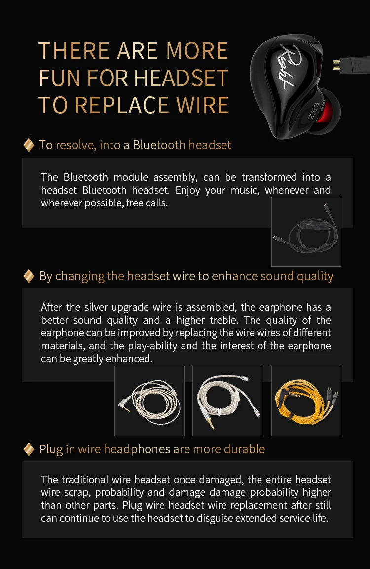 KZ ZS3 наушники Hifi наушники съемный кабель в ухо шумоподавление спортивные наушники с микрофоном для мобильного телефона