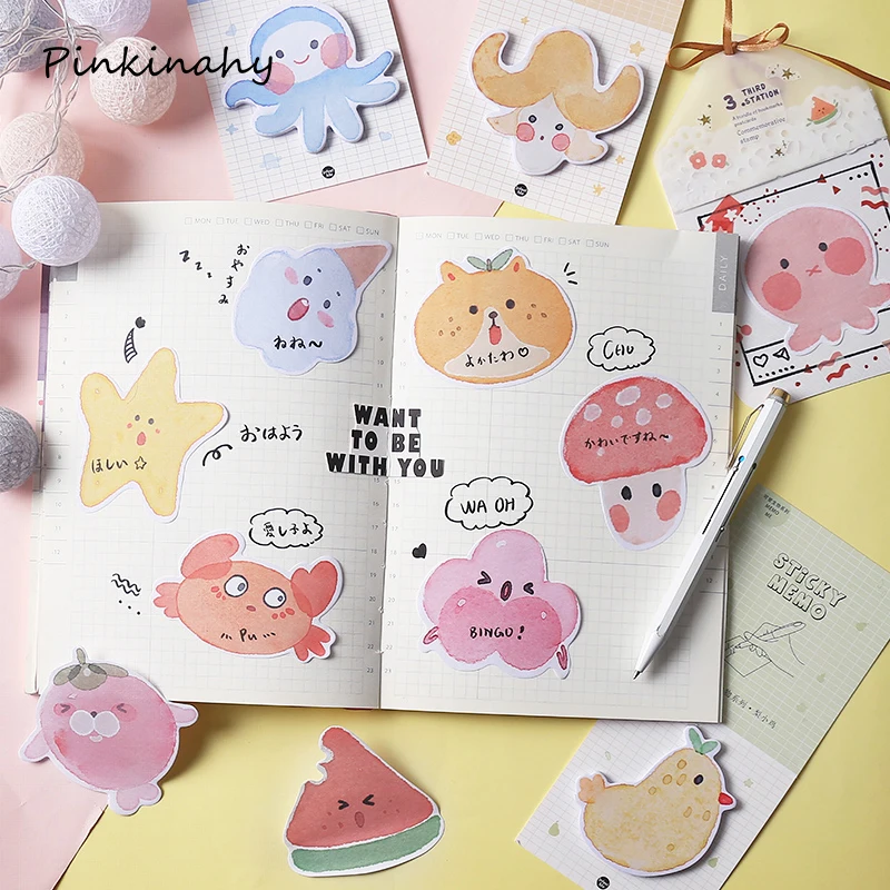 Милые Мультяшные облака звезда банан Кот блокнот Kawaii N Times Липкие заметки мини