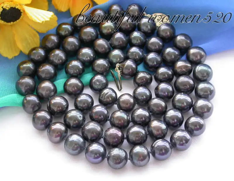

Z3713 30" 12mm black round freshwater pearl NECKLACE