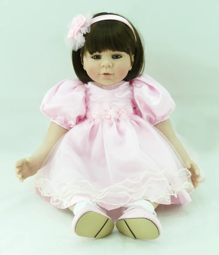

DollMai Exquisite Reborn baby doll Lifelike girl toddler pink princess Doll 24" 60cm silicone reborn baby dolls toys gift