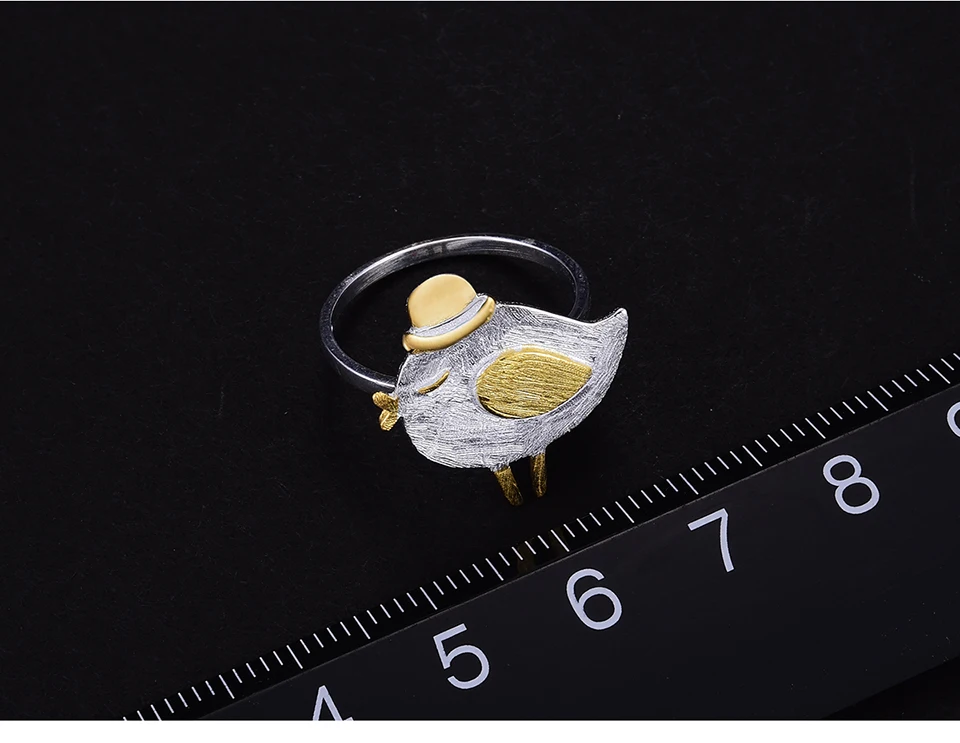 Lotus весело Настоящее стерлингового серебра 925 природных творческий ручной дизайнер ювелирных украшений Симпатичные джентльмен Bird кольца для женщин Bijoux