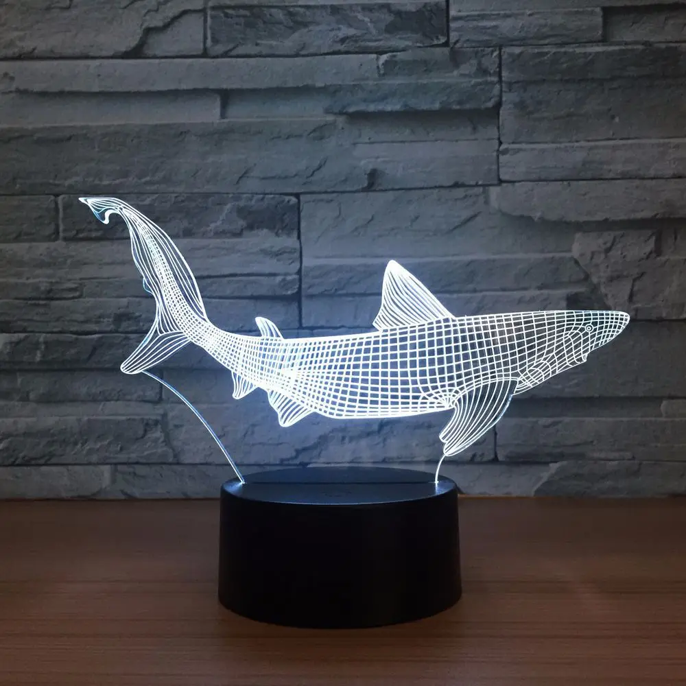Новый Акула 3D светодиодный Для рыбалки внутри рыбы настольная лампа домашний