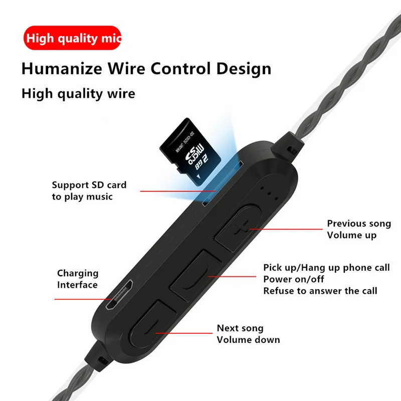 Mambaman HIFI Bluetooth наушники двойные динамические беспроводные наушники стерео Бас Звук поддержка SD карта с микрофоном для мобильного телефона