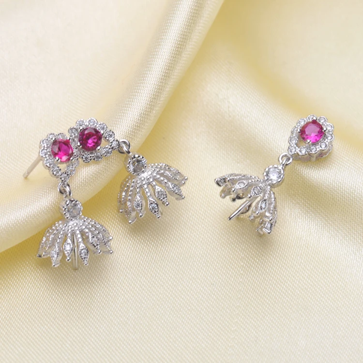 

925 Silver Fashion Pearl Earrings Pendant Set Mountings Findings Beautiful Jewelry Set Parts Fittings Women's Accessories