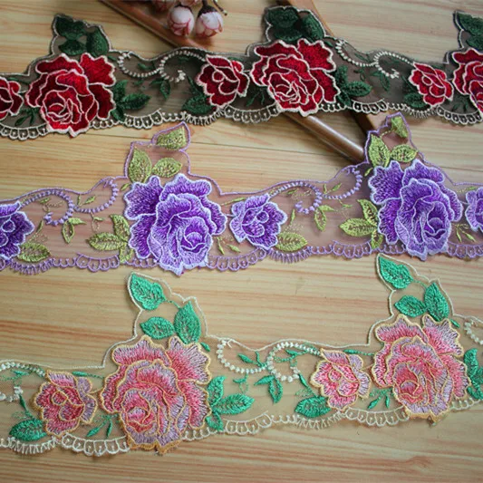 16 см 6 3 дюйма в партии сделай сам вышитая тюль сетка с кружевной отделкой|embroidered