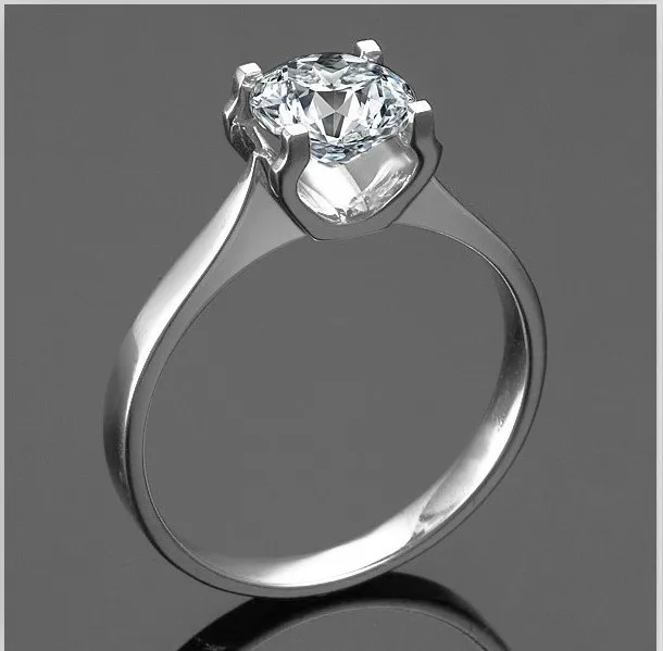 Гарантия Moissanite положительный 1CT Пасьянс Обручальное кольцо 750 Белый Золотой