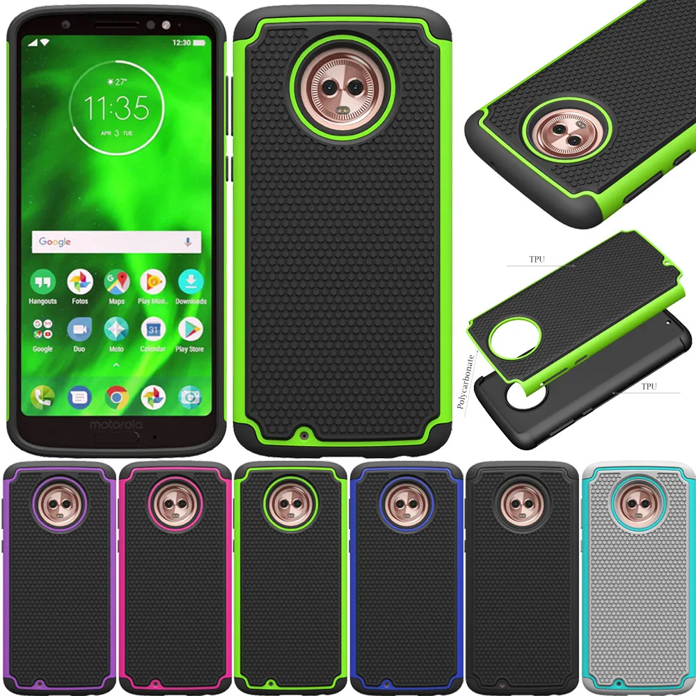 Двухслойный гибридный защитный чехол для Motorola Moto G6 Ударопрочный Мягкий ТПУ
