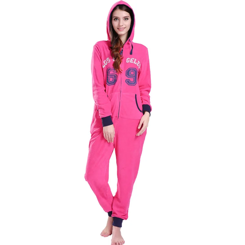 Hot Pink JuiceMate Плюс Размер Все В Один Кусок Костюм Playsuit Руно Письма Комбез Onesie Ползунки Комбинезон Для Женщин - Цвет: Hot Pink