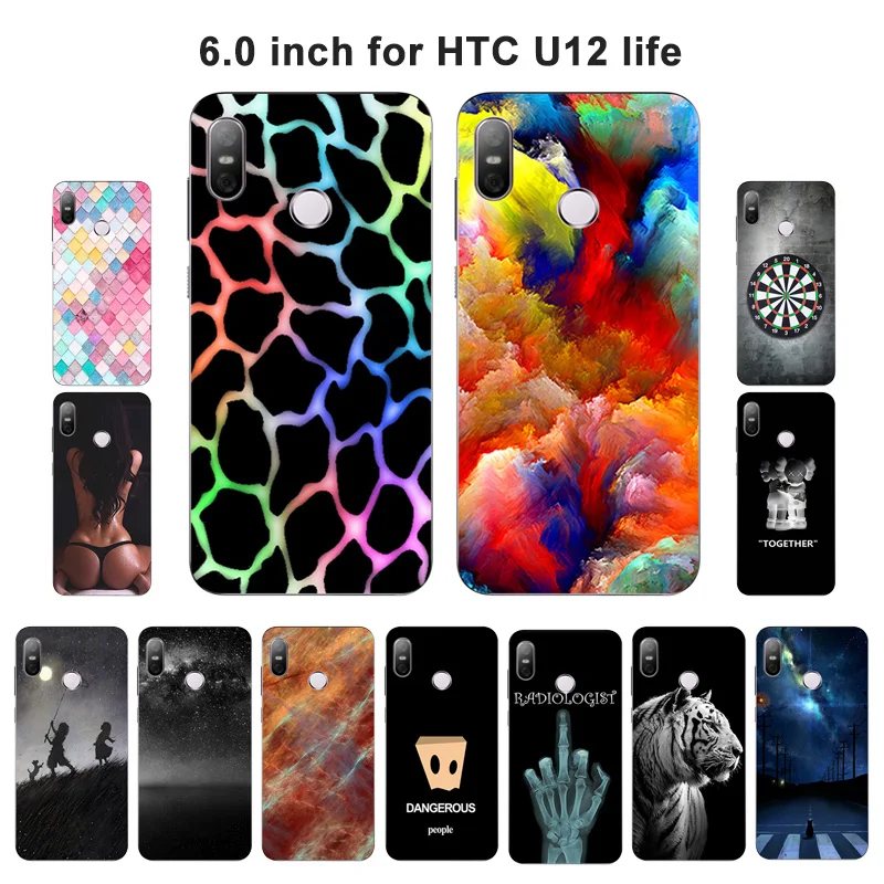 Мягкий чехол для HTC U12 life прозрачный силиконовый 6 0 дюйма цветная сетчатая