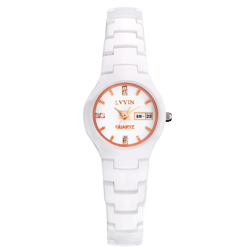 luxury womens watches ceramic black white female clocks lvyin brand woman watches waterproof quartz diamond ladies wristwatch - Цвет: women