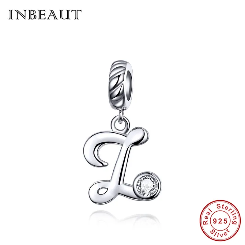 INBEAUT Настоящее 925 пробы серебро 26 английские заглавные буквы бусины подходят Pandora браслет S925 слово серии подвески - Окраска металла: Z
