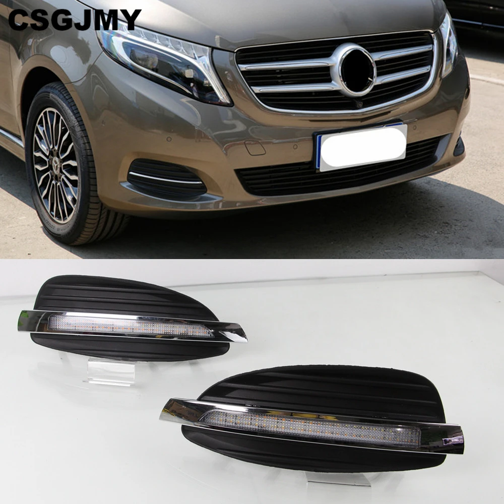 CSGJMY 2 шт. светодиодный фонарь дневного света для Mercedes Benz V-Class Vito V250 V260 автомобильные аксессуары 12 В DRL противотуманная фара