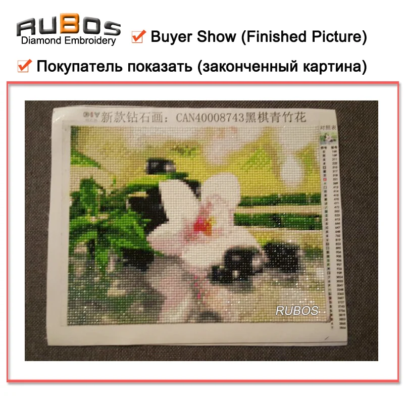RUBOS Белая орхидея 5D Алмазная мозаика из бамбукового камня DIY Вышивка Цветы 3D