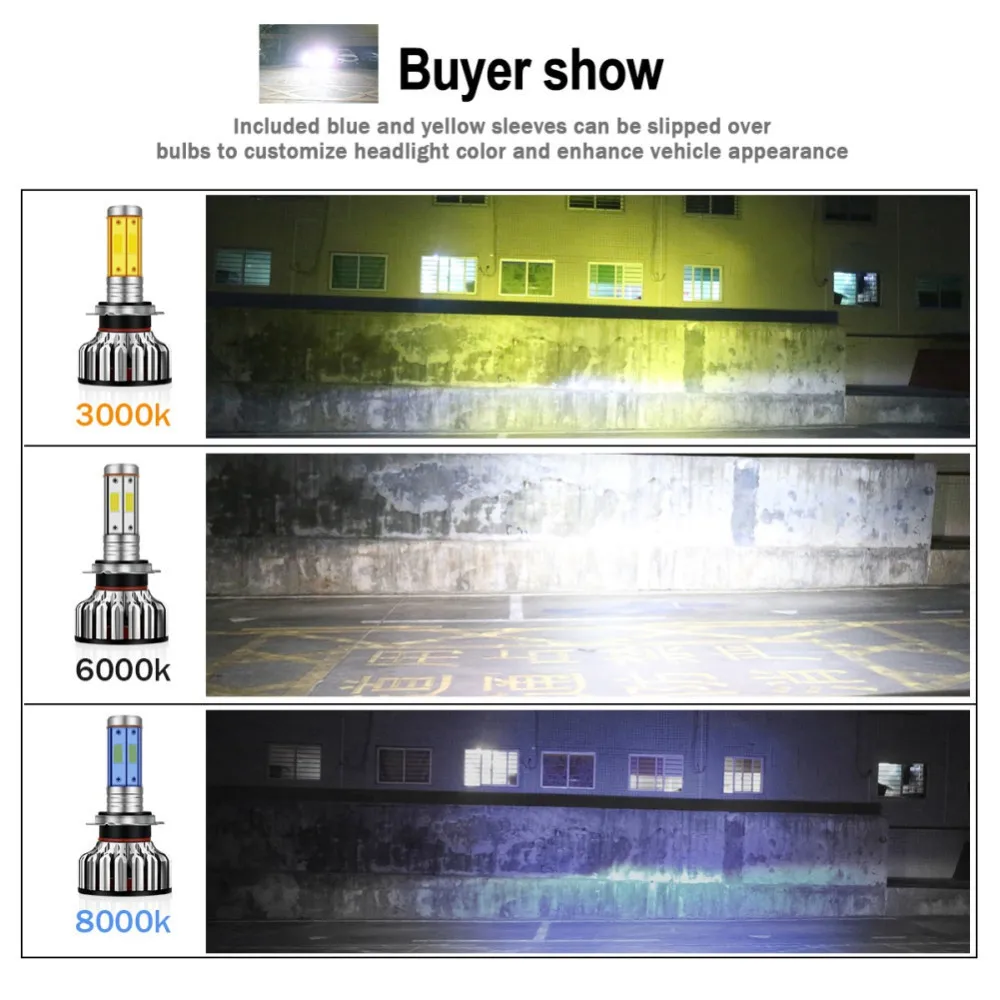 

Mdatt 4 Side Car LED Headlight Bulb H1 H7 H4 H11 LED Auto Car Light Canbus 12000Lm 100W 9005/HB3 9006/HB4 3000K 6000K 8000K Lamp