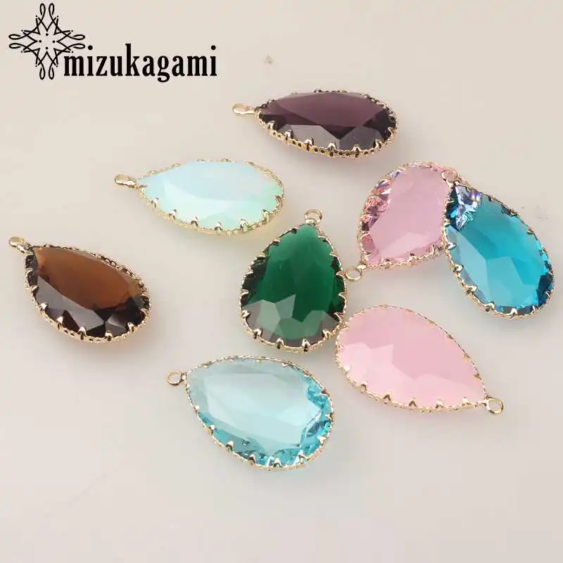 Mixed color 6pcs Хрустальные подвески в форме капли воды 21*35 мм 6 шт./лот для стеклянных медальонов с эффектом памяти DIY аксессуары - Окраска металла: Mixed color 6pcs