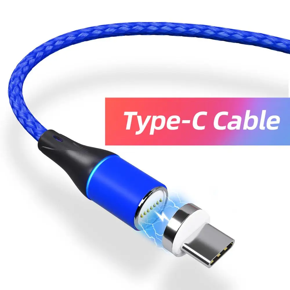 Blue Magnetic cable Магнитный кабель ANMONE type-C для быстрой зарядки, Магнитный провод USB C для мобильных планшетов Android, зарядный шнур type-C, кабели для передачи данных для телефонов - Цвет: Blue Magnetic cable