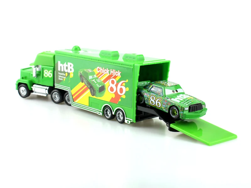24 стилей disney Pixar Cars мак грузовик+ маленький автомобиль Маккуин Джексон Storm 1:55 литой металлический сплав автомобиль игрушки подарок для детей