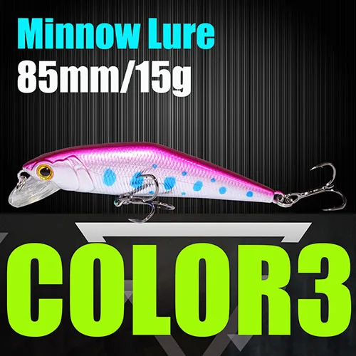 Color3 Приманка для рыбной ловли D, воблеры, приманка для ловли форели, 85 мм/15 г, приманки в виде гольяна, жесткие приманки, искусственные приманки Iscas, приманка для ловли рыбы - Цвет: Color3