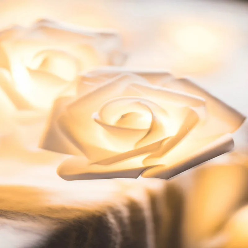 Розовая роза светодиодная гирлянда романтический подарок белая для дома