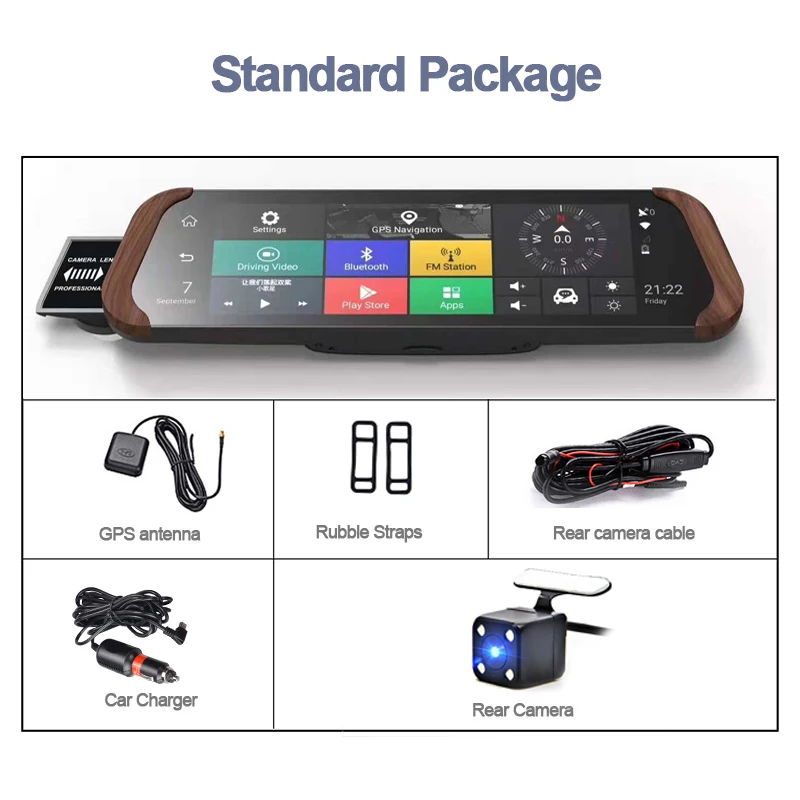 Bluavido 10 дюймов 4G ADAS Android Автомобильное зеркало заднего вида DVR камера GPS навигация