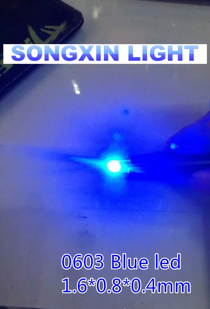 100 шт./лот маленькая синяя лампа 0603 SMD LED синий светодиод 460 470nm|light-emitting diode|smd led 06030603