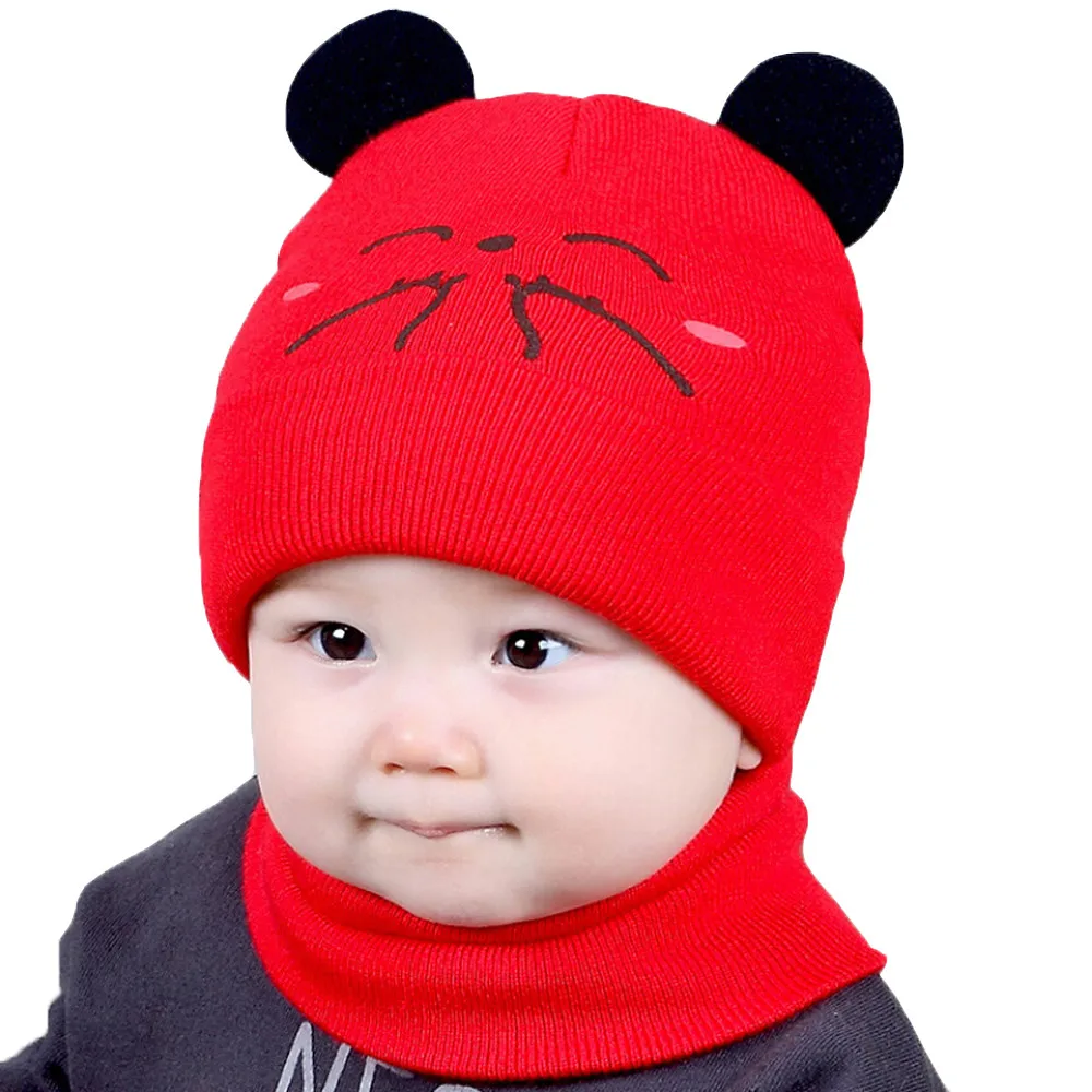Baby Hat Cap 2Pcs Toddler Girls Boys Winter Warm Knitted Cap+Scarf Keep Set Kids Casquette Enfant | Детская одежда и обувь