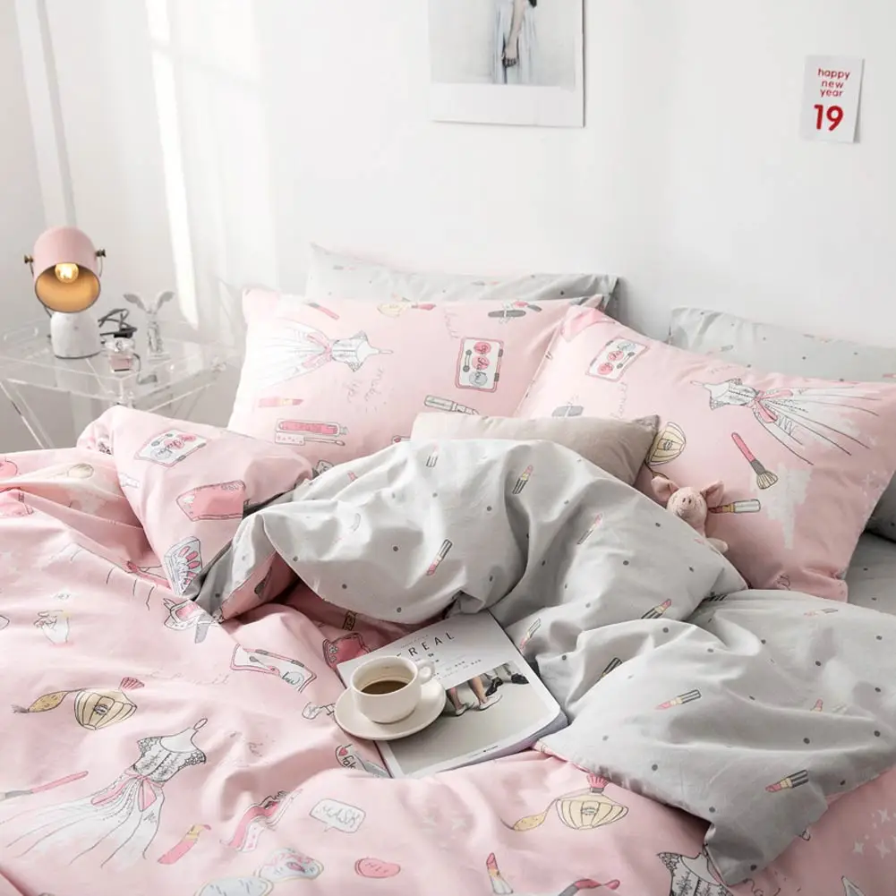 Papa& Mima красивое платье с рисунком из мультфильма Стиль Хлопок Королева двойной размер постельных принадлежностей пододеяльник плоский лист наволочки