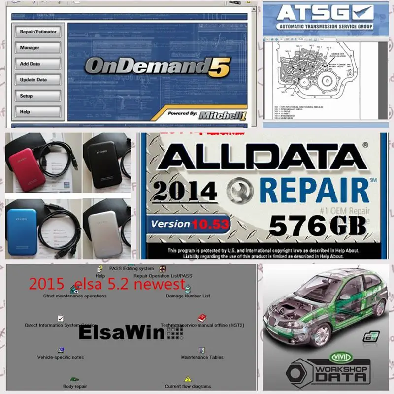 Alldata автоматическое программное обеспечение для ремонта 10 53 все данные + Mit * chell на