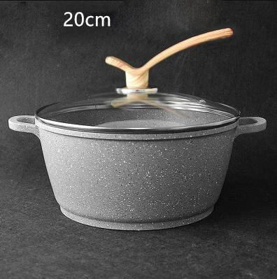 20CM Суповый горшок с антипригарным покрытием, кастрюля, кухонная посуда, кастрюля для соуса, кухонные кастрюли для приготовления пищи, жаровня, кастрюля, faitout - Цвет: 20CM