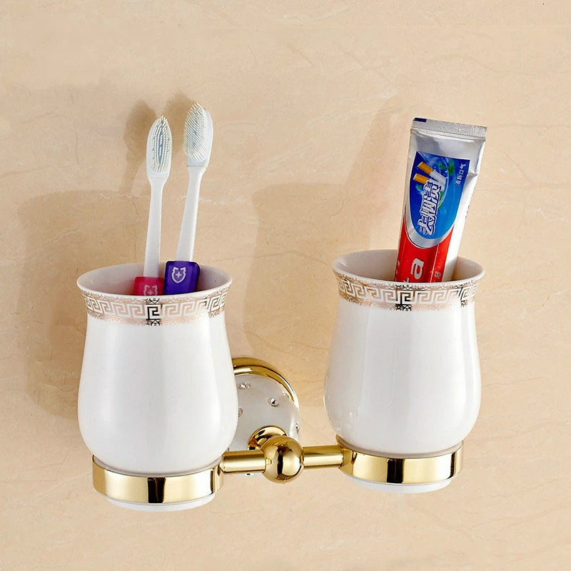 Gold Bathroom Accessories Sets Crystal Brass Hardware Wall Mounted Products | Обустройство дома