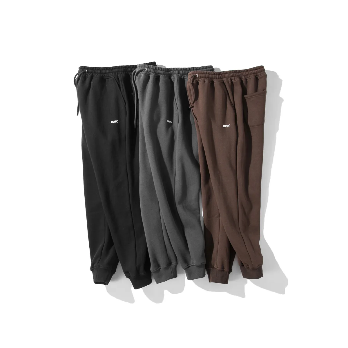 Коричневые черные серые флисовые осенне зимние теплые мужские спортивные штаны