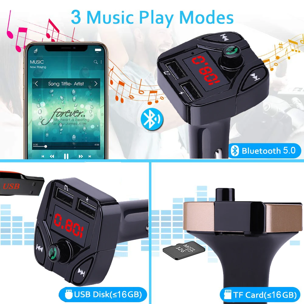 Bluetooth A2DP автомобильный комплект беспроводной fm-передатчик громкой связи 3.1A Быстрая зарядка двойной USB зарядное устройство lcd TF карта Автомобильный MP3-плеер модулятор