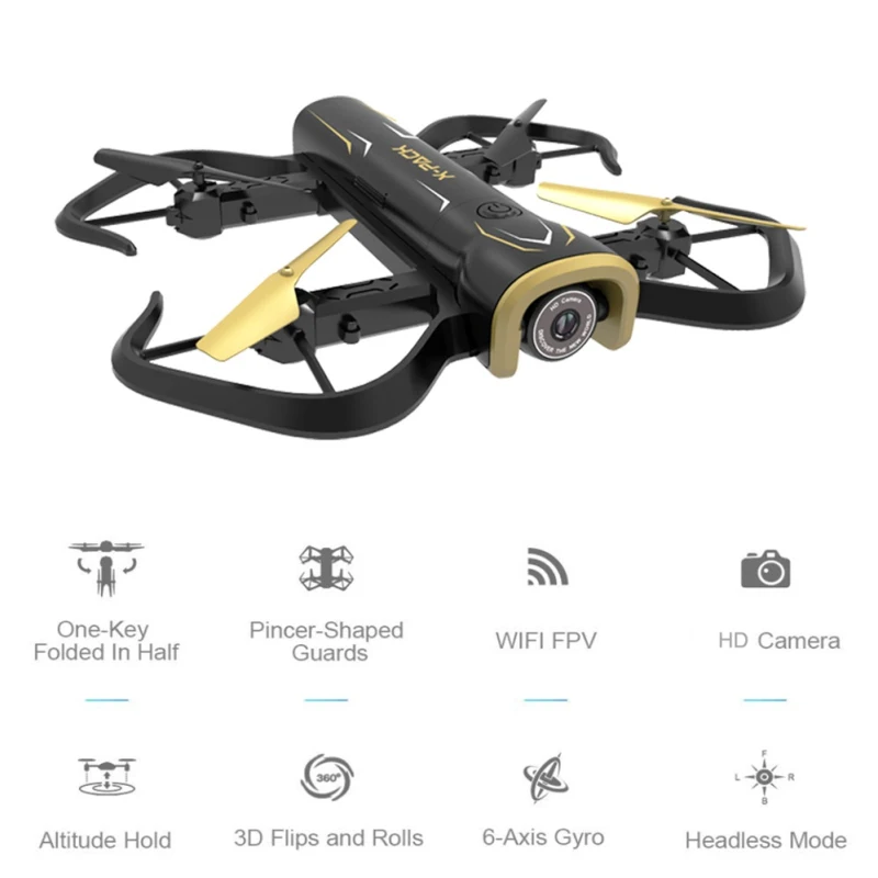 Складной Радиоуправляемый Дрон с дистанционным управлением Wi Fi fpv и hd камерой