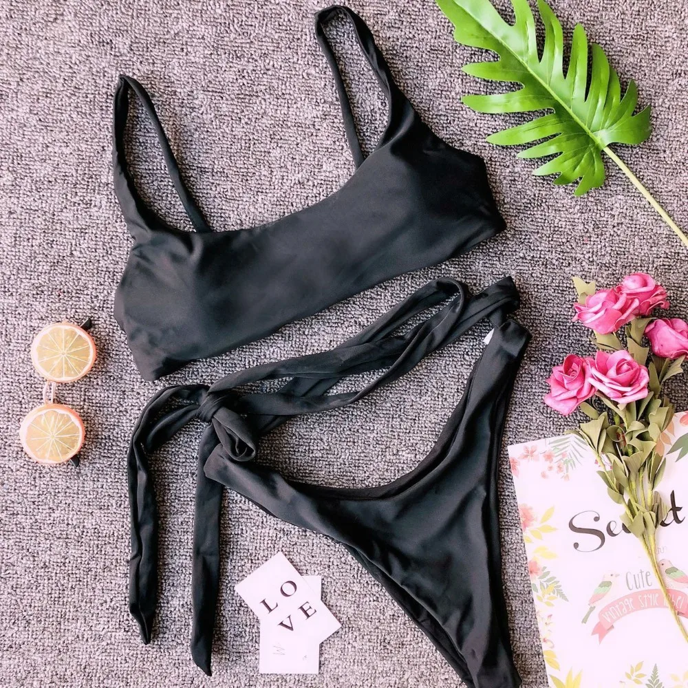 Купальник бандо женский с эффектом пуш ап и высокой талией|Купальники| |